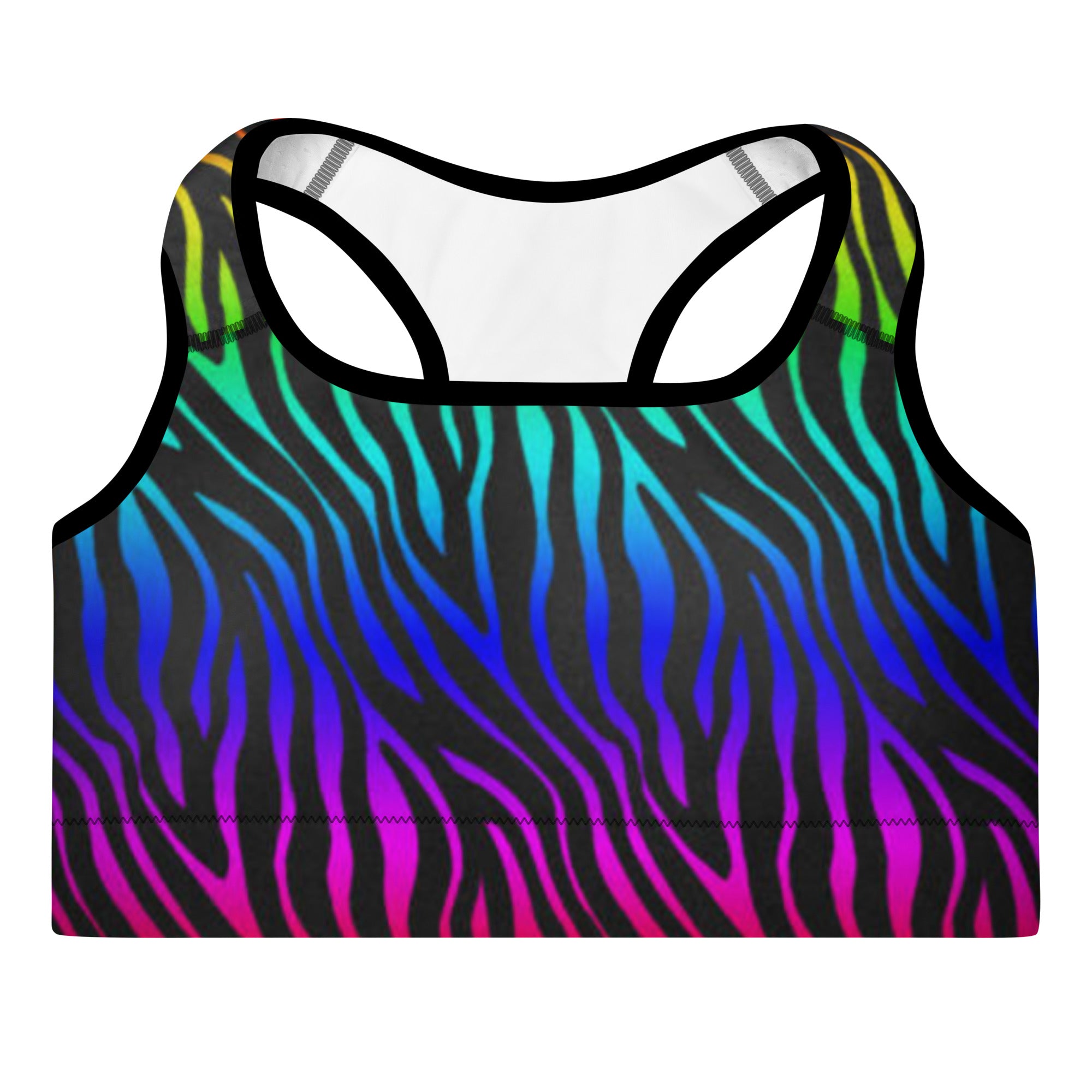 SHE REBEL - Rainbow Zebra Print Sports Bra